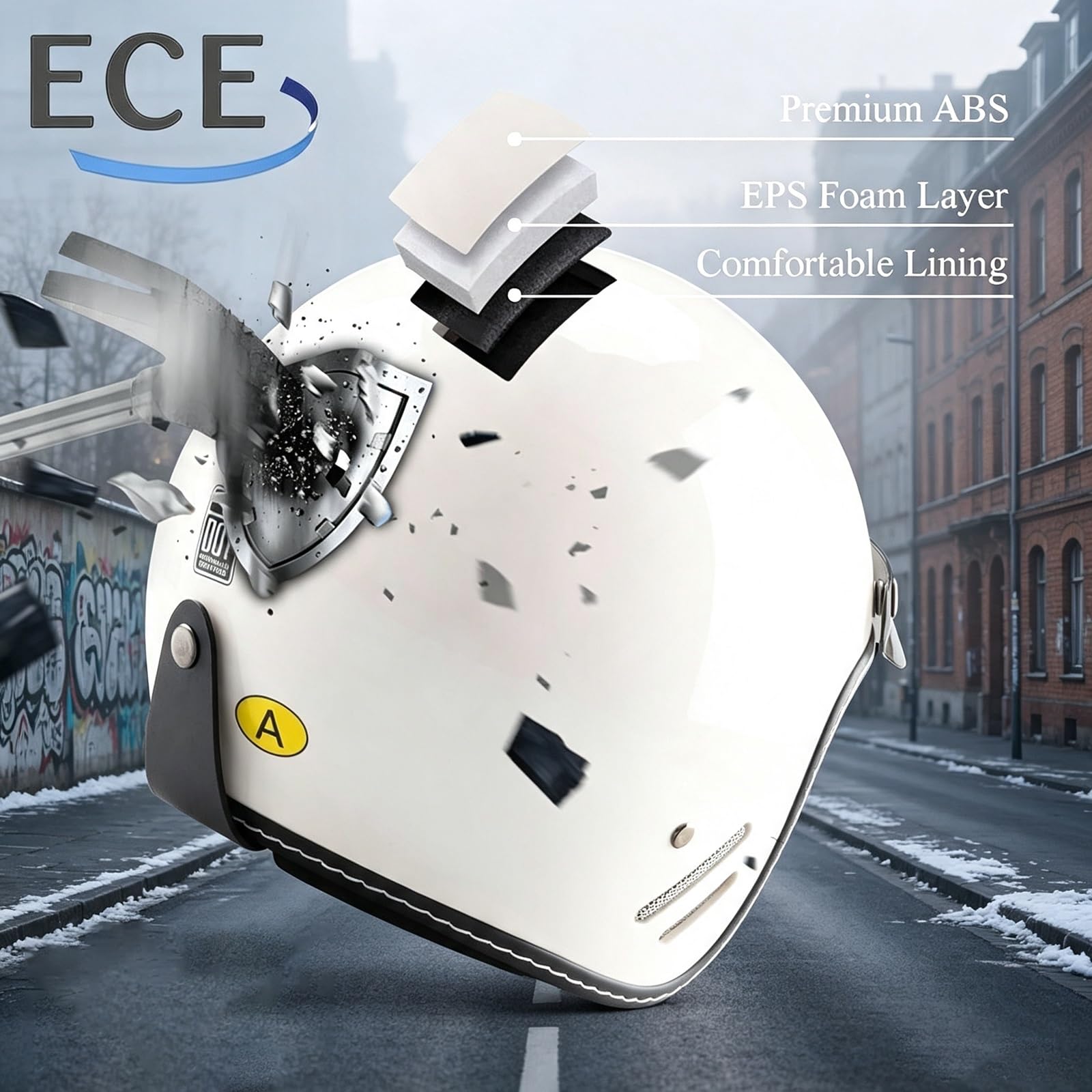 Kask Motocyklowy Otwarty Jet ECE 22.06 Rebel Retro Vintage z Blendą