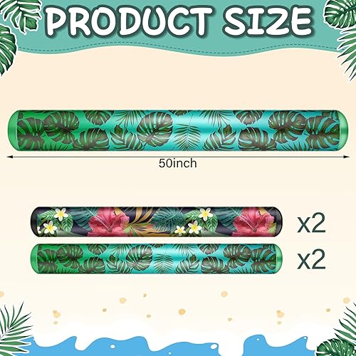 Miniatura 9 de Karenhi 4 unidades de fideos gigantes de piscina de 50 pulgadas Hawaii flotadores para piscina, hojas de palma, fideos inflables tropicales para