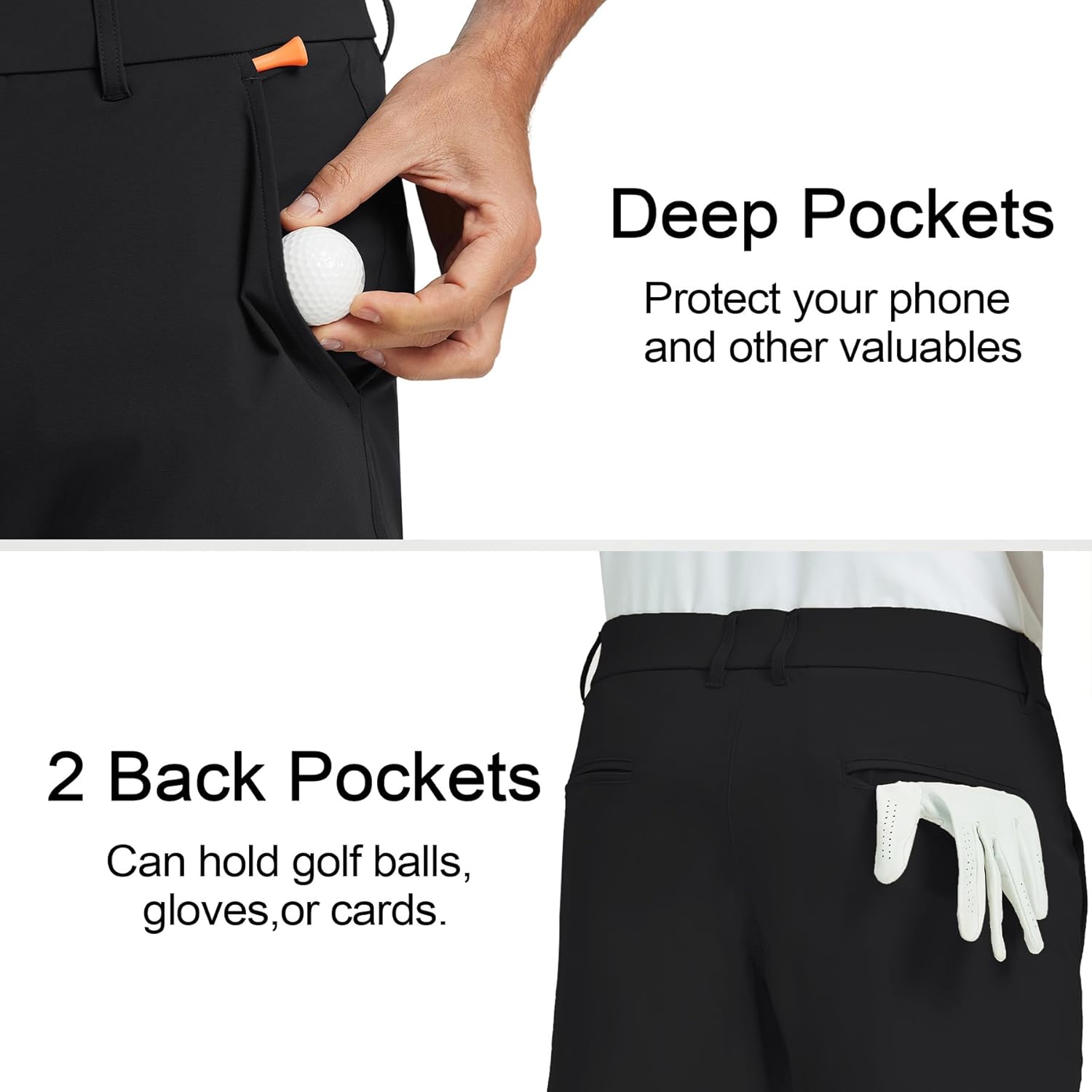 M MAELREG Men's Golf Shorts Flat Front 7" Lightweight Stretch Quick Dry Dress Work Mens Casual Shorts with 4 Pockets
