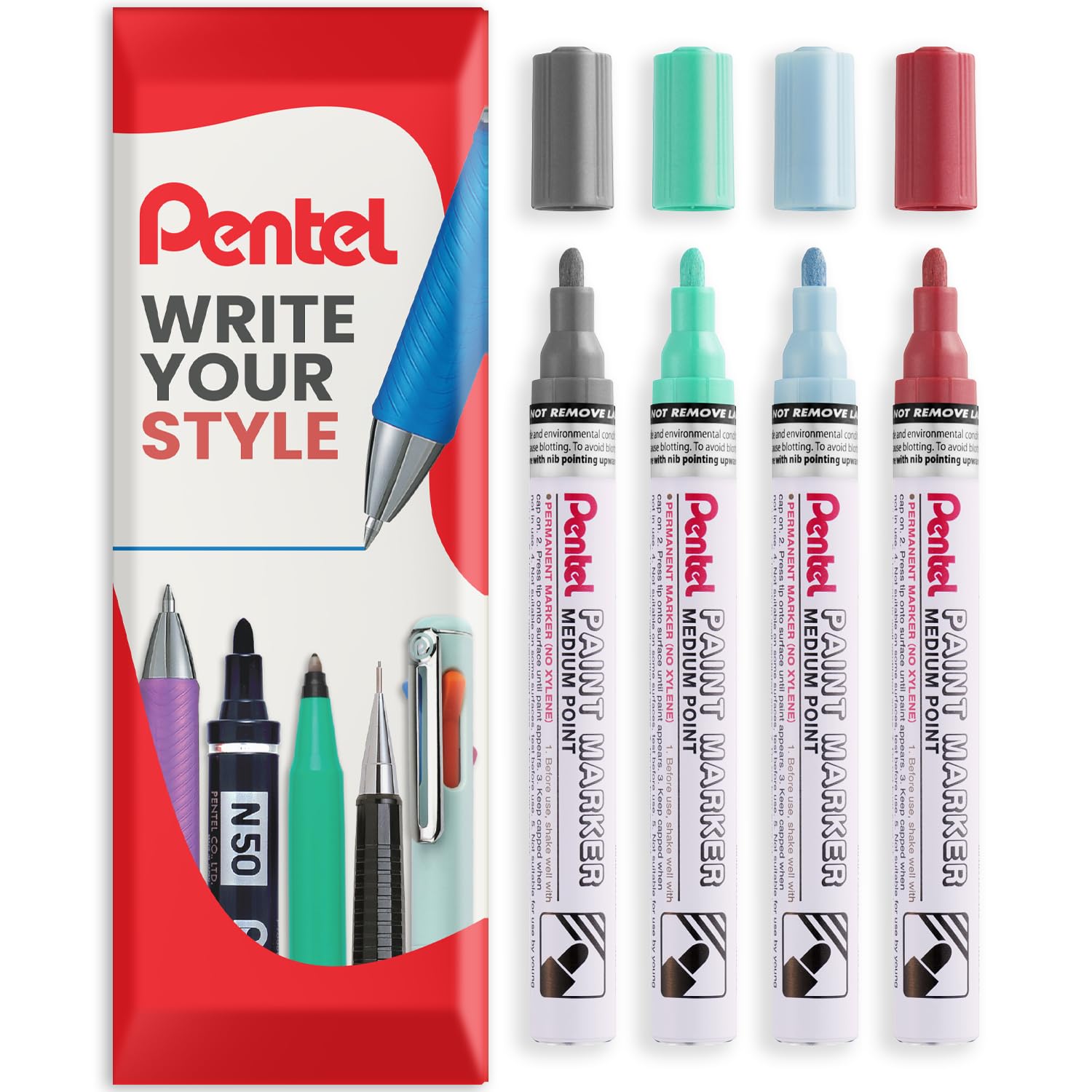 Pentel Permanent Pigment Ink Paint Marker Pens - MMP10 - Pack of 4 in Envelope Gift Packaging (Pearl Set)