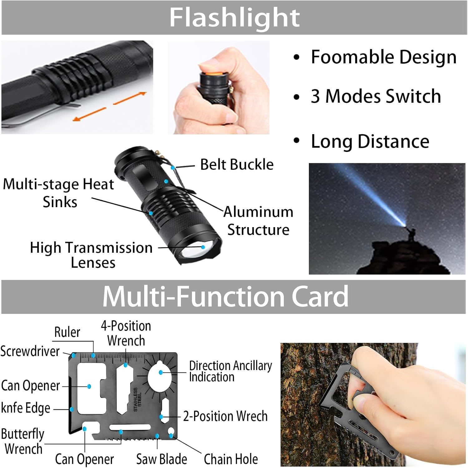 Emergency Survival Kit, 144pcs Survival Gear with Molle Pouch for Camping Hiking for Men