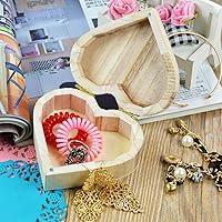 Vista 7 de Caja de madera con forma de corazón, 2 uds, sin terminar, sin pintar, caja de joyería de madera sin pintar, cajas de anillo de almacenamiento