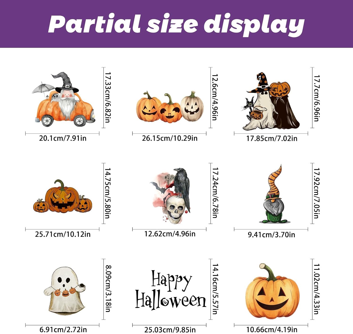 Halloween Decorations-Halloween Window Clings, 102 Pieces, 8 Sheets, Double-Sided Pumpkin Ghost Bat Spider Web Designs, 7.87x11.7 inches (Pumpkin)
