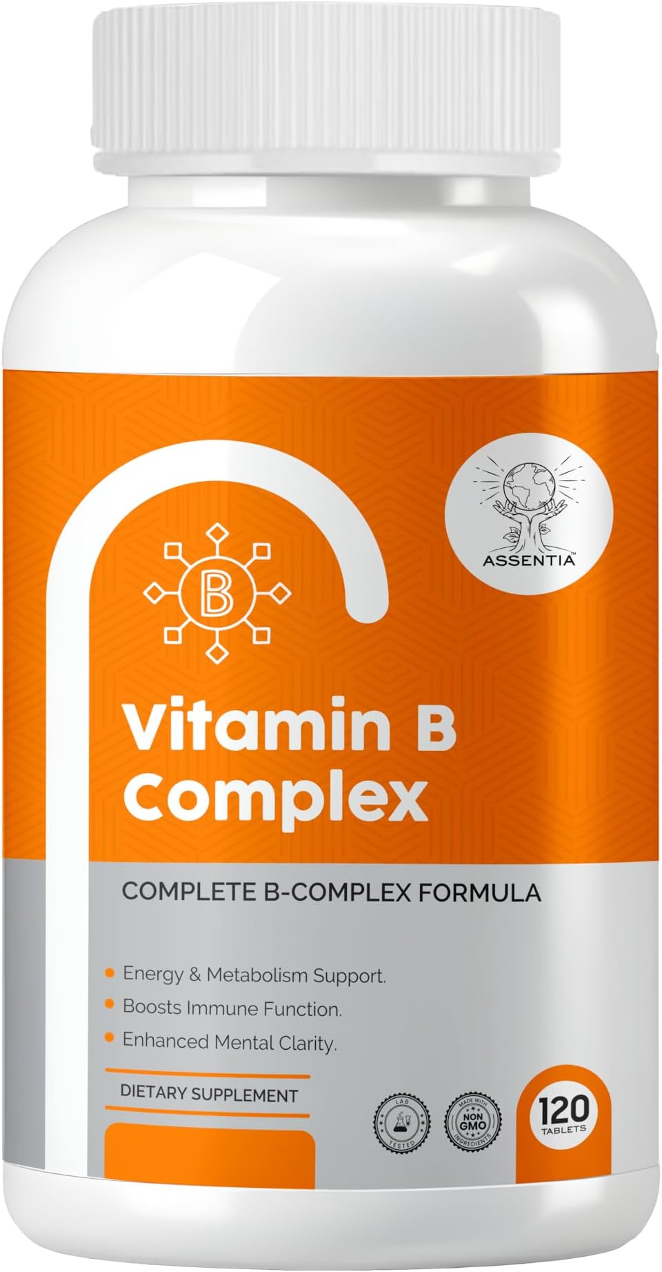 Vitamin B Complex Tablets - 100% RDA High Potency Formula | All 8 B-Vitamins (B1, B2, B3, B5, B6) B7 (Biotin) For Hair & Skin, B9 (Folic Acid) & B12 | 120 Tablets (4 Months Supply) | For Daily Energy, Metabolism, Brain & Immune Support for Men & Women