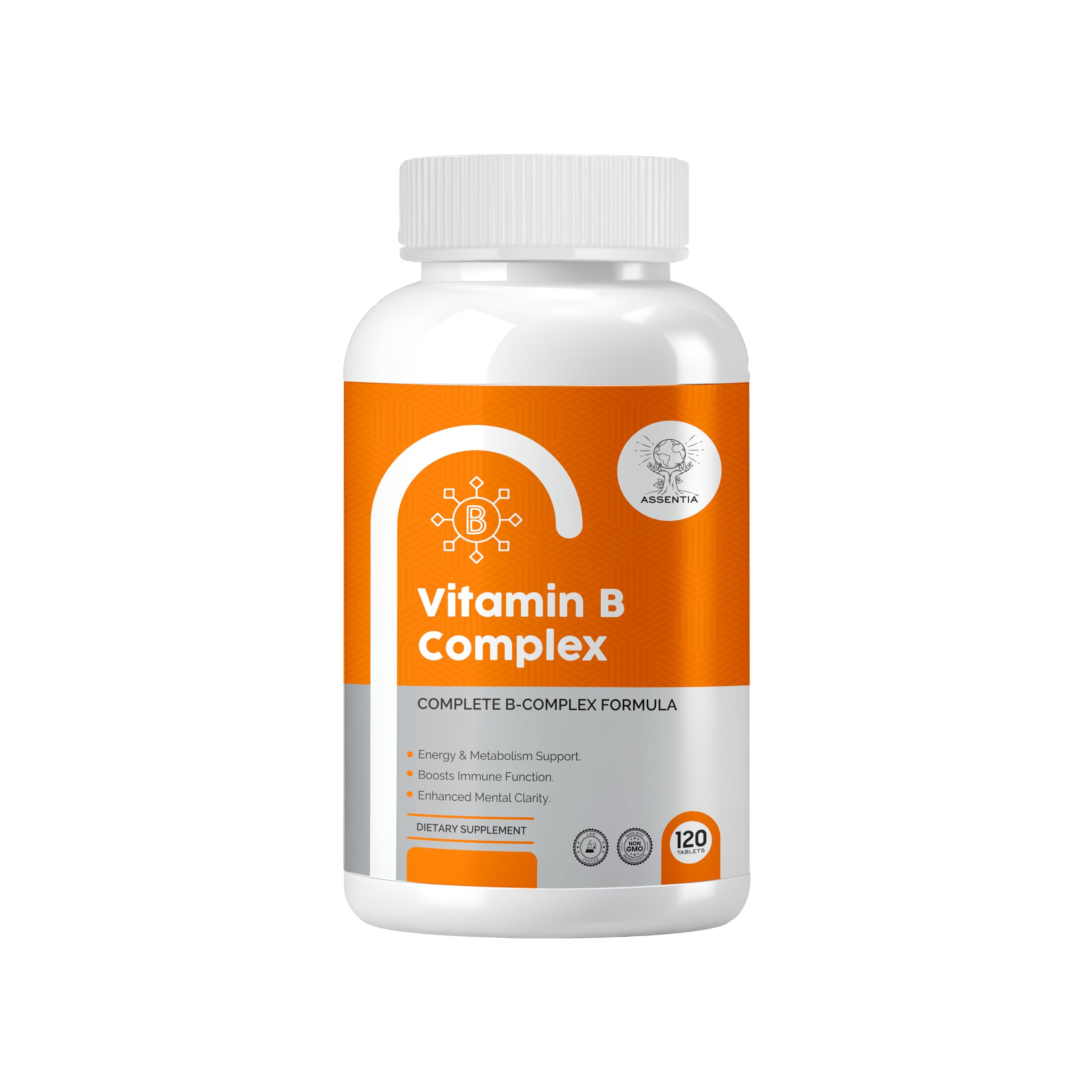Vitamin B Complex Tablets - 100% RDA High Potency Formula | All 8 B-Vitamins (B1, B2, B3, B5, B6) B7 (Biotin) For Hair & Skin, B9 (Folic Acid) & B12 | 120 Tablets (4 Months Supply) | For Daily Energy, Metabolism, Brain & Immune Support for Men & Women-image-1