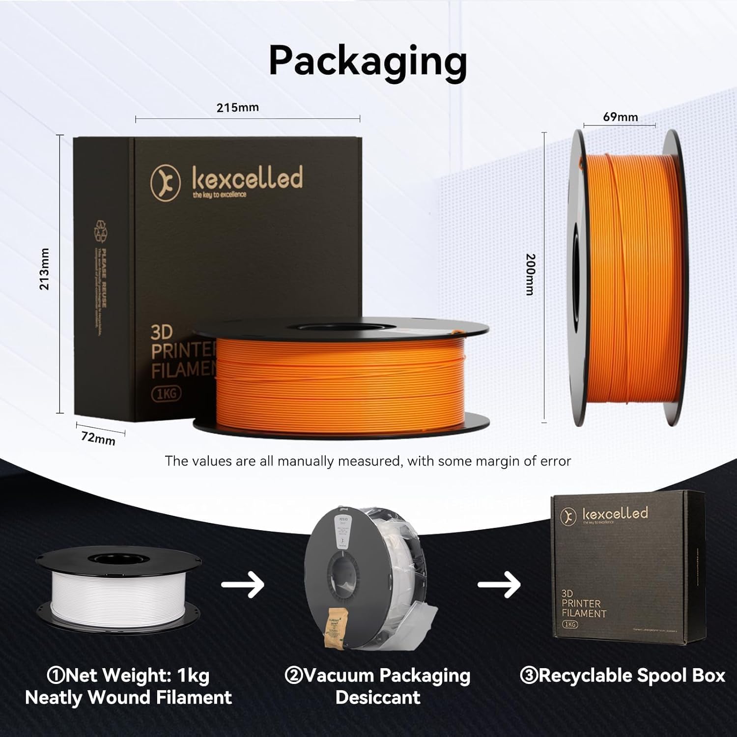 kexcelled PLA Filament 1.75mm,Antique Gold PLA 3D Printer Filament 1kg Spool (2.2lbs),3D Printing Filament Dimensional Accuracy +/-0.03mm,Compatible with Most FDM Printers,Bronze - Image 8