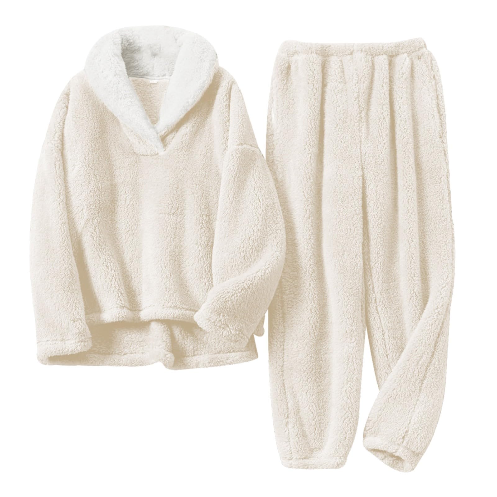 Genérico Pijama Invierno Mujer - Conjuntos de de Polar Mullido para Mujer con Solapa y suéter cálido