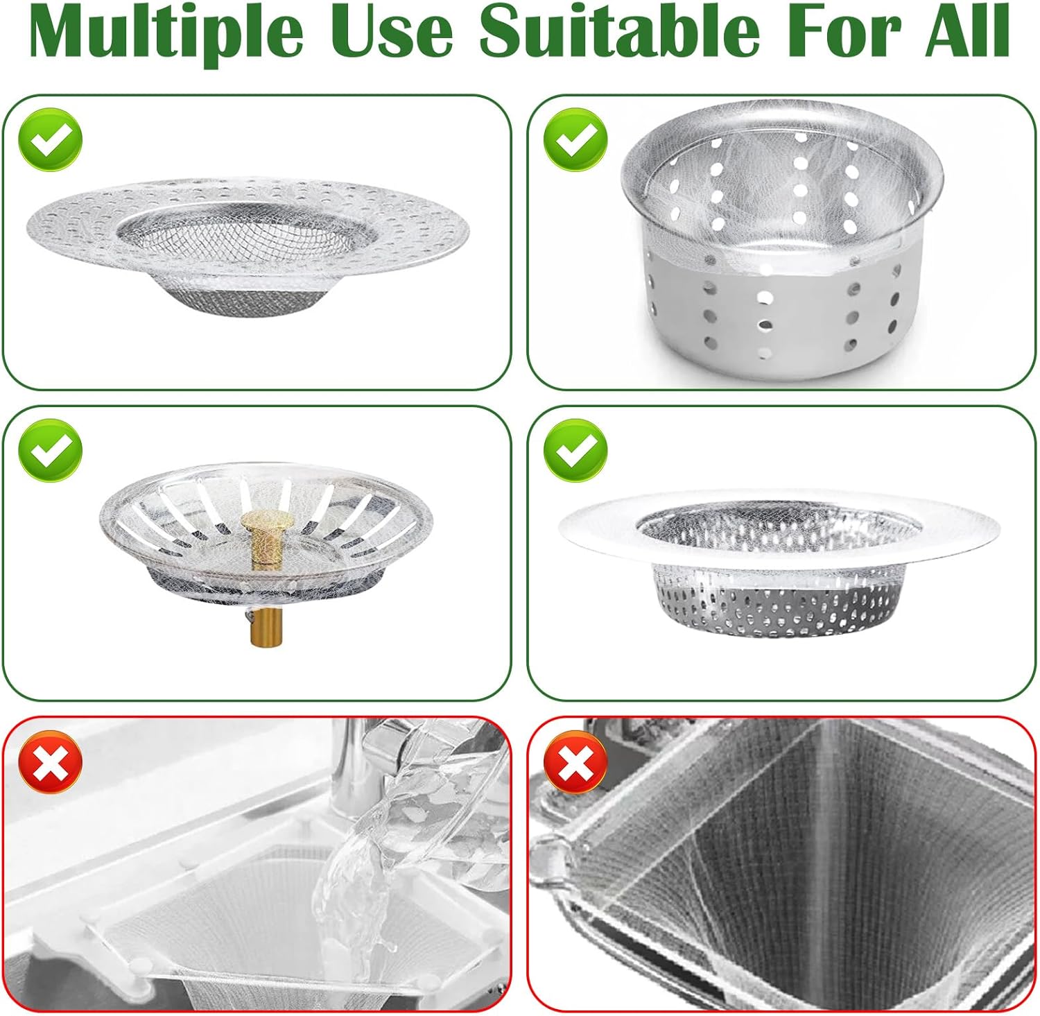 400 Pcs Disposable Mesh Sink Strainer Bags, Kitchen Sink Strainer Mesh Bag for Various Sizes Scalability Non-Clog Filter Bags for Collecting Kitchen Food Waste Leftover Garbage