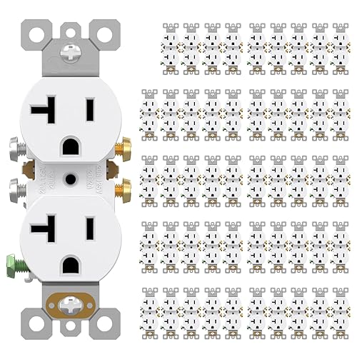 Miniatura 24 de AIDA Paquete de 20 tomacorrientes de receptáculo dúplex de 15 A 125 V, toma de corriente eléctrica de pared, toma de corriente dúplex, grado