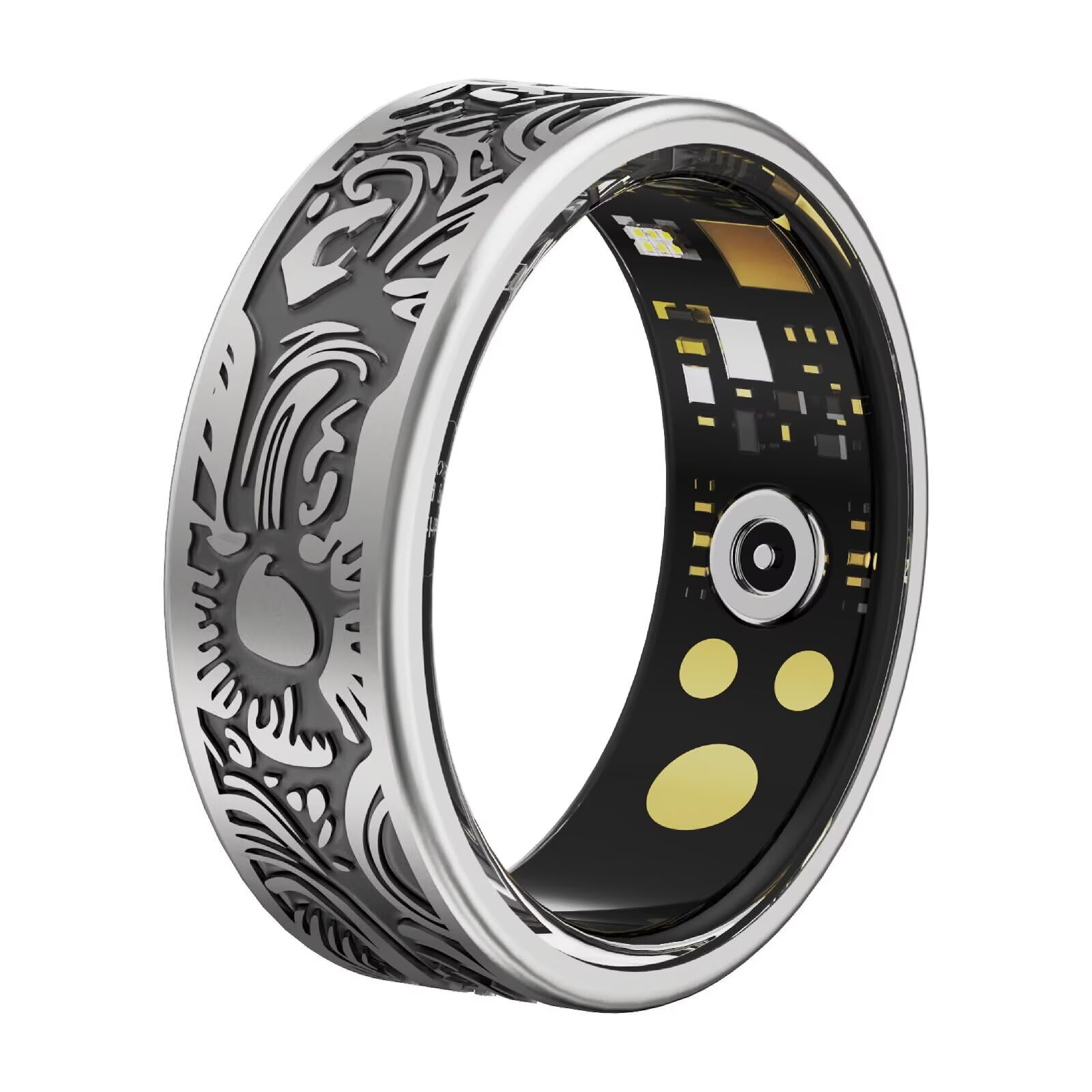 Smartringe für Herren Smart Ring Blutdruckmessung Damen Gesundheitsring Fitnessring Tracking Ring Schlaftracker Pulsmesser Schrittzähler Fitness Ring Tracker Health Ring für Android IOS,Schwarz