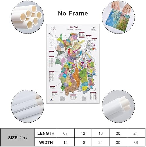 Miniatura 2 de Barolo - Póster de mapa de viñedo, mapa de vino, mapa de la región del vino, decoración de pintura, póster de arte festivo y póster M, lienzo para