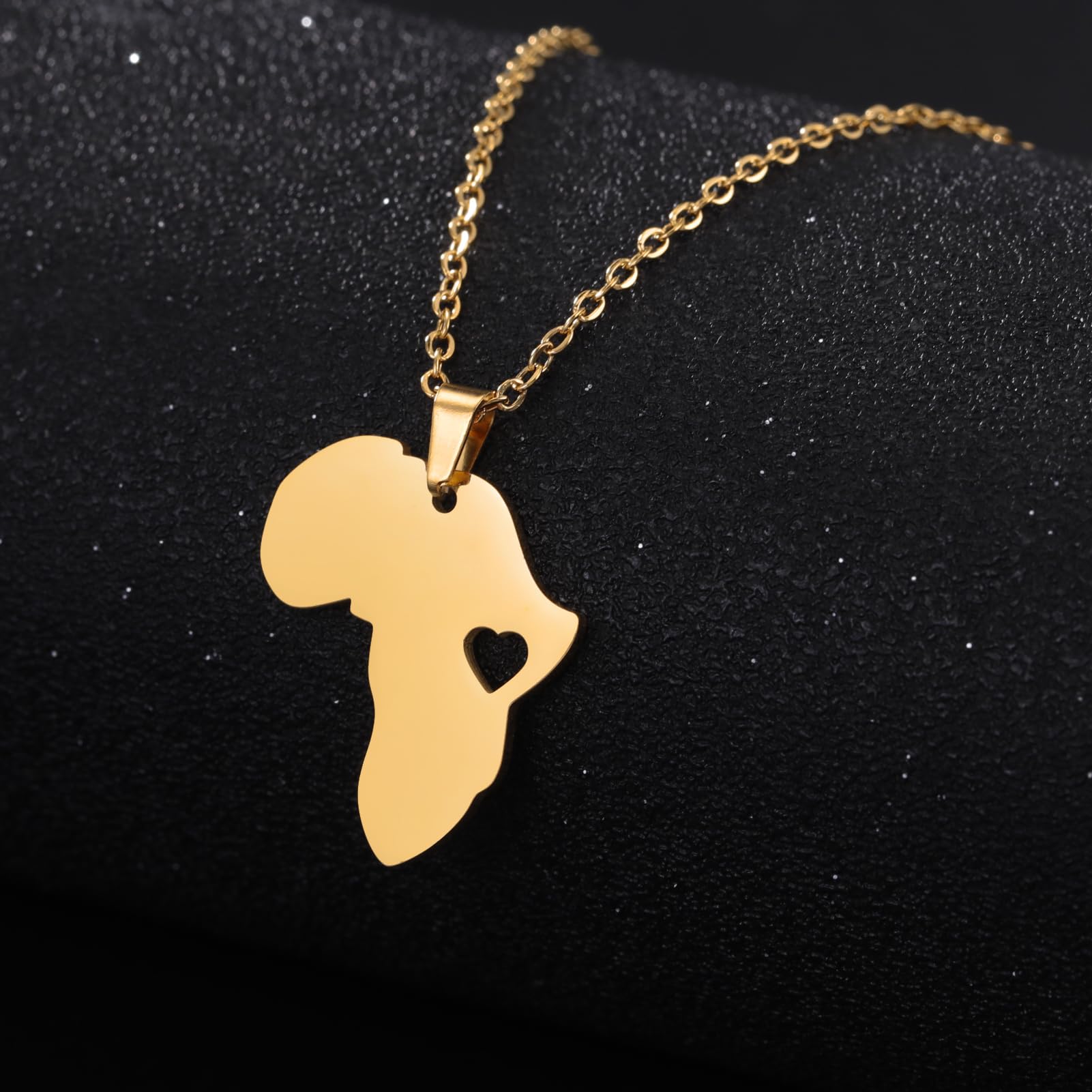 unift Mapa Mapa Naszyjnik dla kobiet i mężczyzn Hollow Stainless Steel Charm Africa Mapa Afryki Kontur Wisiorek Naszyjnik
