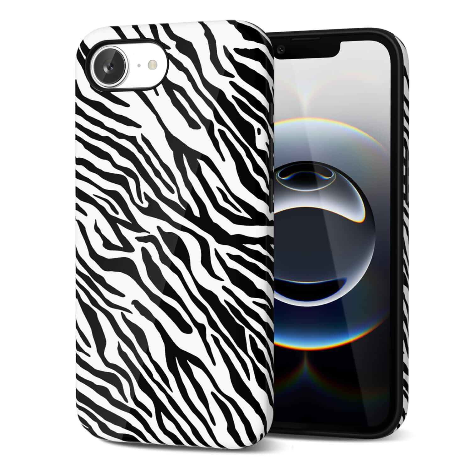 Svanove Zebra Print Phone Case for iPhone 17e 16e Case Girly, Cute Zebra Case for Women Girls, Luxury Trendy Retro Fashion Cool Animal Print Design, Aesthetic Pattern Y2k Hard Plastic Cover, Black Solid