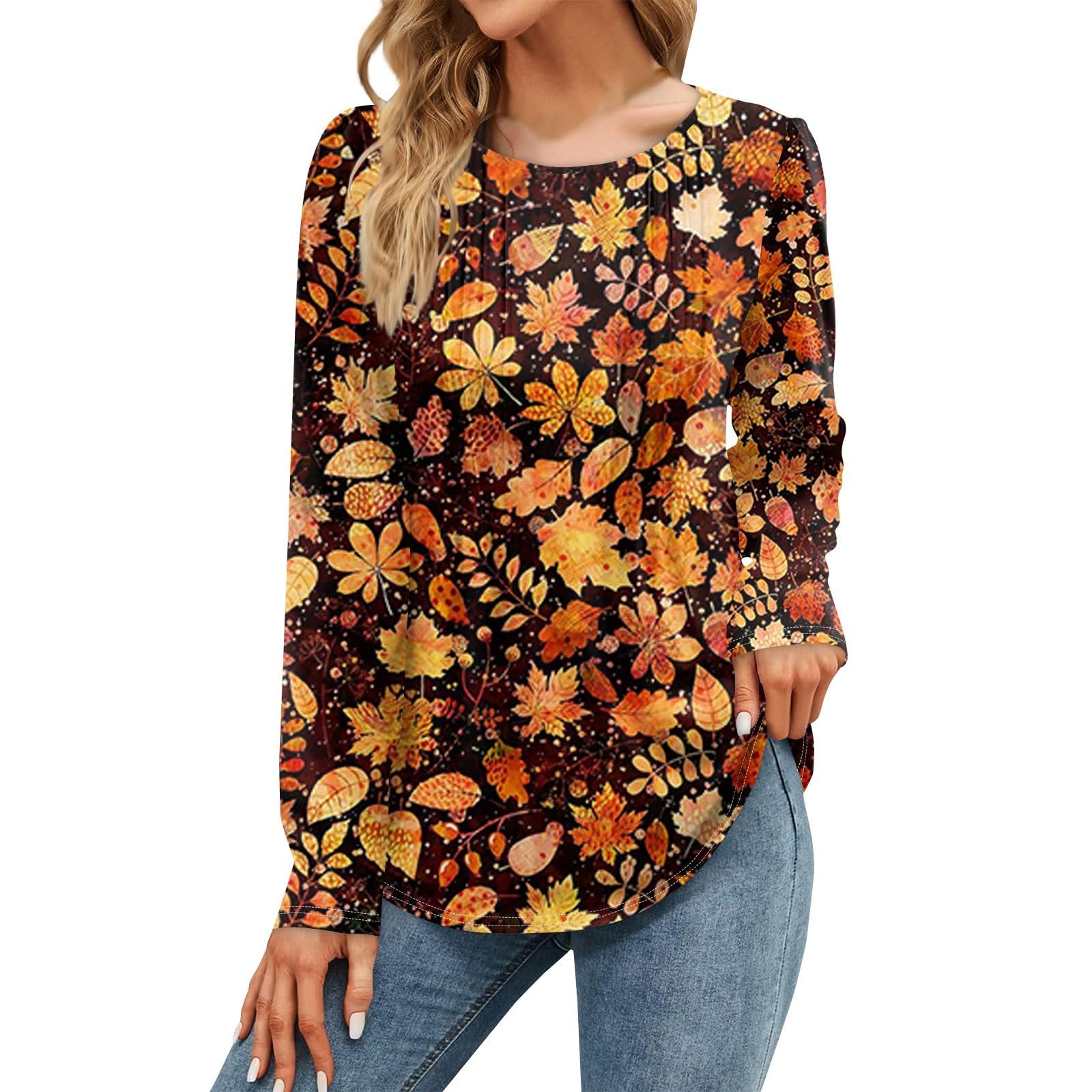 QI_LIANG Tops degradados de Moda para Mujer, Tops Casuales de otoño, Camisas de Manga Larga, jerséis Sueltos cómodos
