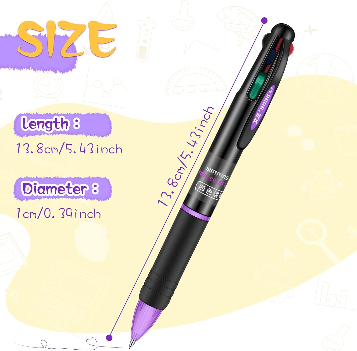 Geyee 48 Pack 4 in 1 Multicolor Ballpoint Pen Gift, 4 Color 0.7 mm Retractable Ballpoint Pens, Colored Multiple Tip, Gel Ink for Teacher Office Nurse Gift