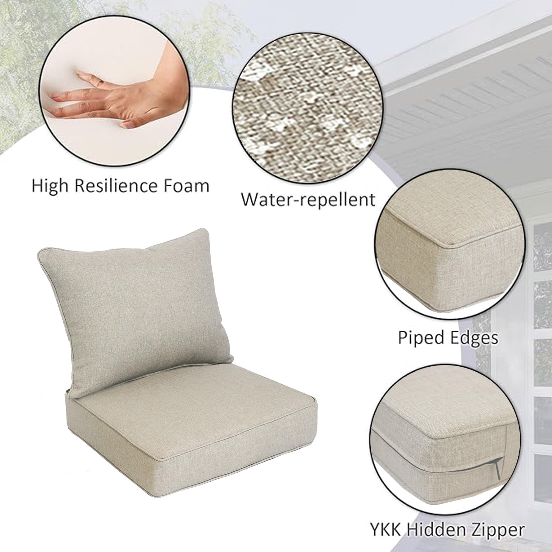 COZYVIDA Lot De 2 Coussins De Terrasse Profonds Pour Interieurexterieur Rembourrage En Mousse Resistante A Leau Resistant Aux Taches Et Aux Uv 559 X 61 Cm Chili