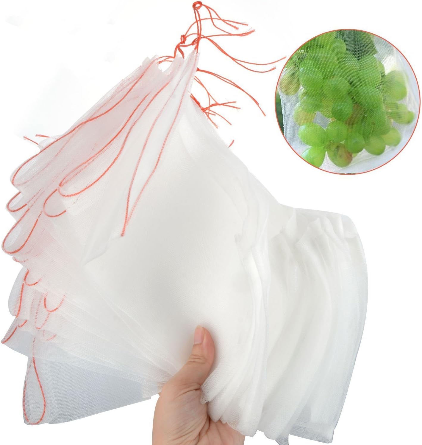 Pannow100Pcs Plant Protect Bag, Garden Netting Bag Insects Mosquito Bug Net Barrier Bag Garden Plant Fruit Flower Protect Bag, Mesh Netting Bags - White 6" x 10"