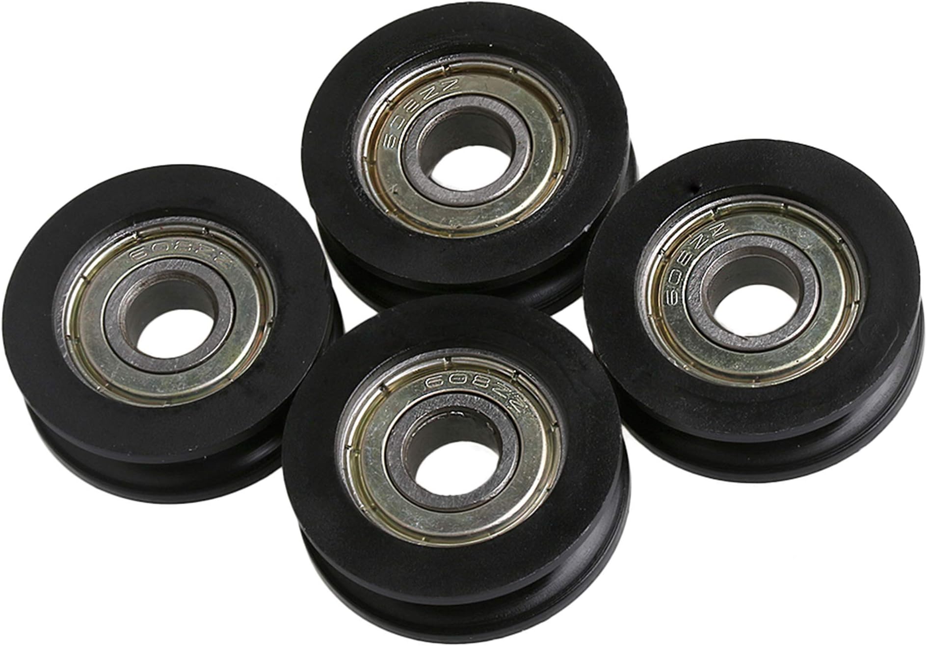 4Pcs U-Type Black Pulley Wheel 8mm Shaft Hole 30mm Diameter (Max-Load 99kg)