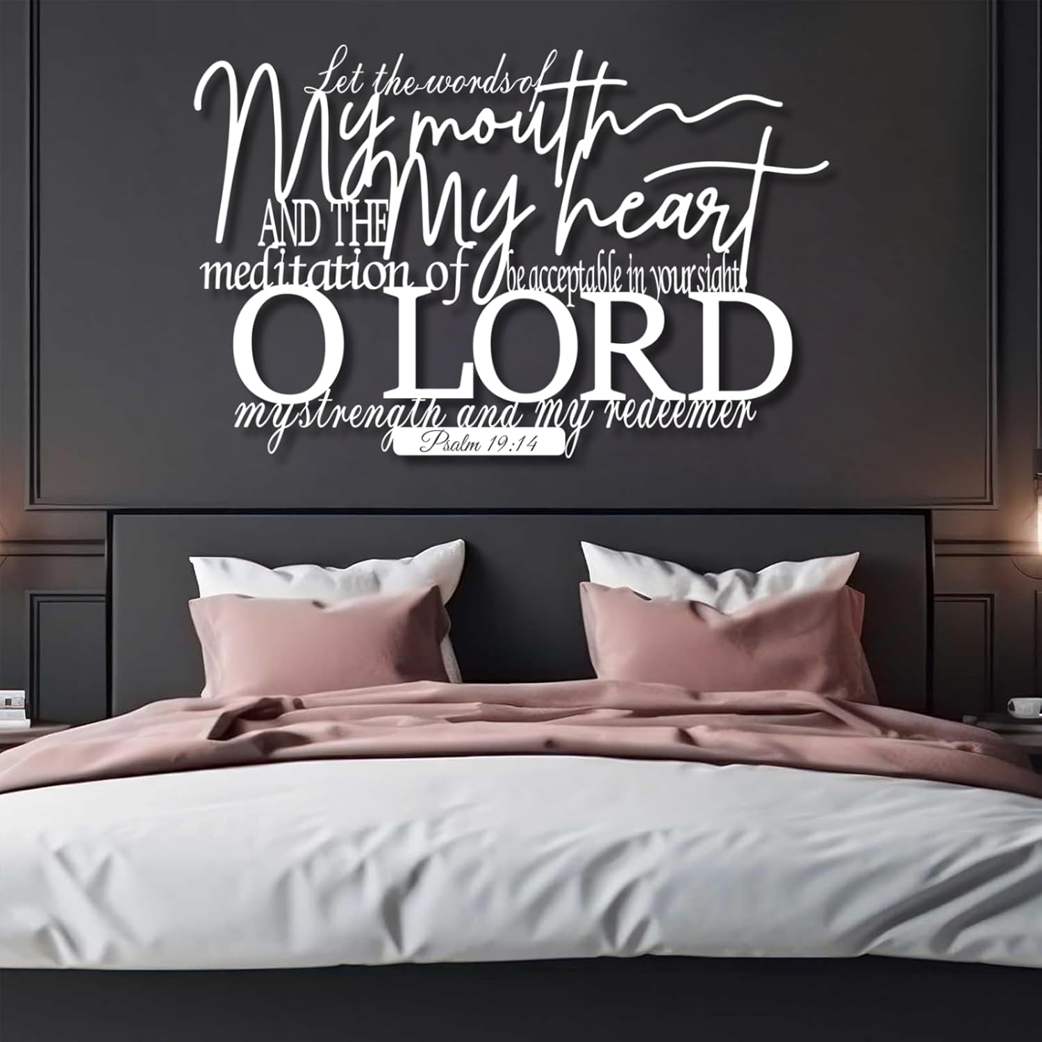 Yemwot Metal Bible Verse Wall Decor, Christian Metal Wall Art, Psalm Decor, Bible Verses Art, Religious Decortion, Jesus Sign, Christian Home Decor (White, 44"x 29"| 114x76cm)