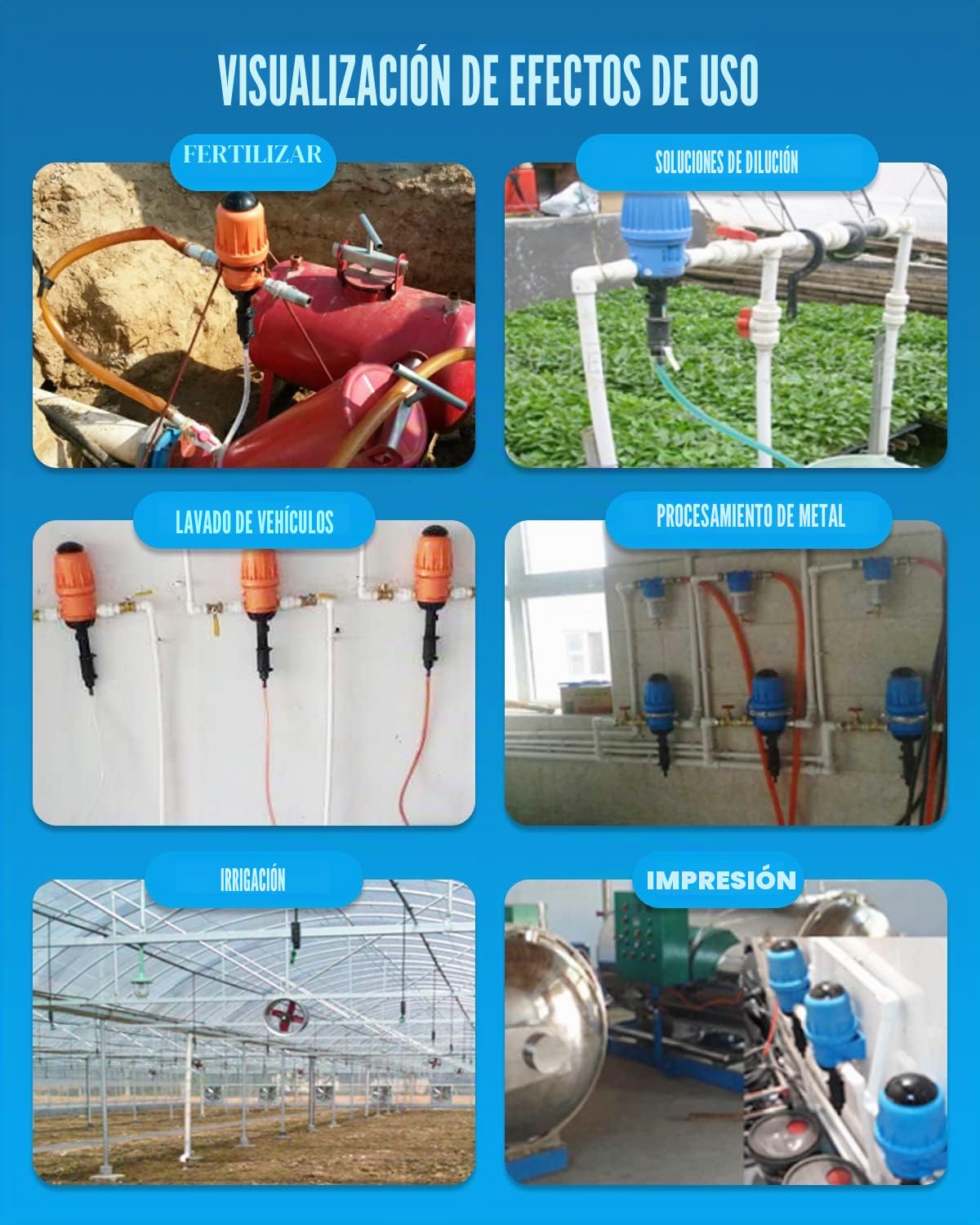 NEWTRY Inyector de fertilizante ajustable de 0.4% ~ 4% alimentado por agua Dispensador de líquido químico 4.4~660.43 galones/h