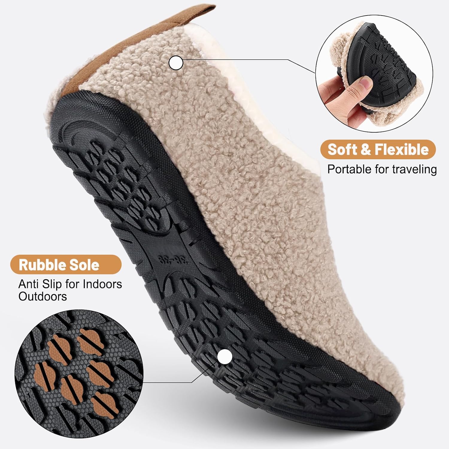 Ultrafun House Slippers for Women Men Slip on Barefoot Slippers Socks Soft Lightweight Rubble Sole House Shoes Indoor/Outdoor