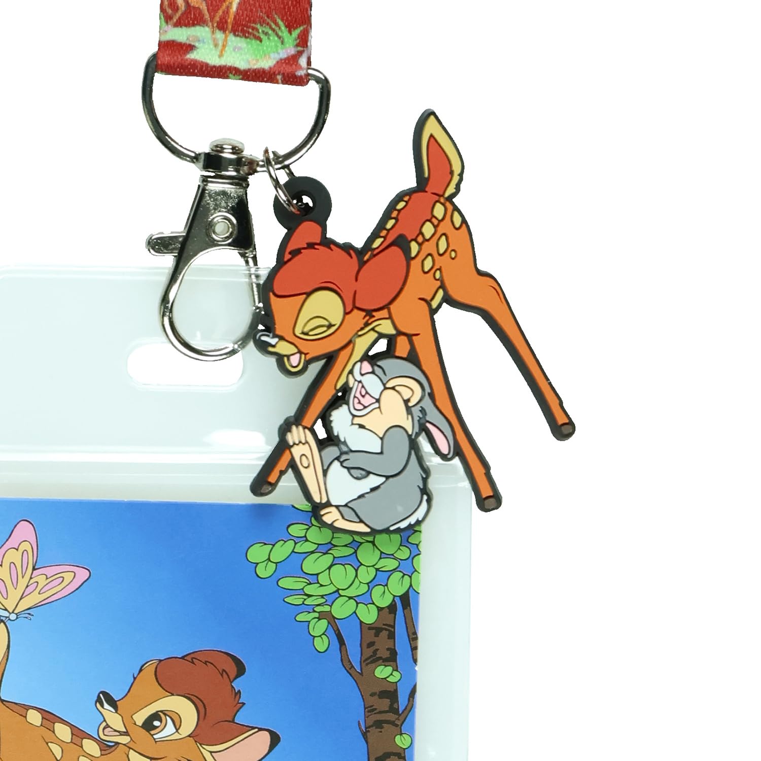 Disney Bambi Besties Forever Cordon avec porte-badge transparent et breloque en caoutchouc Bambi et Thumper de 5,1 cm
