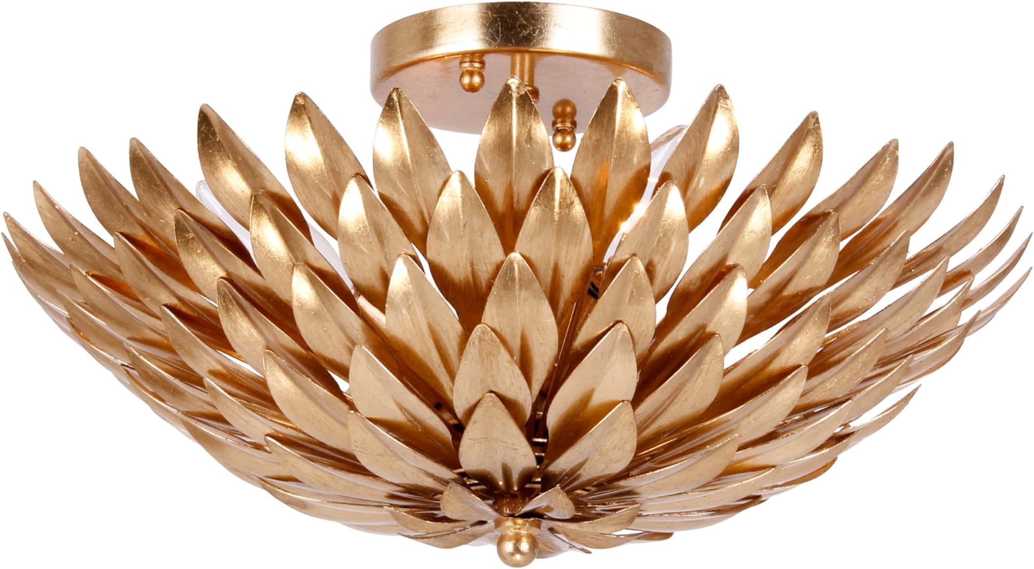 Broche 4 Light Antique Gold Semi Flush Mount
