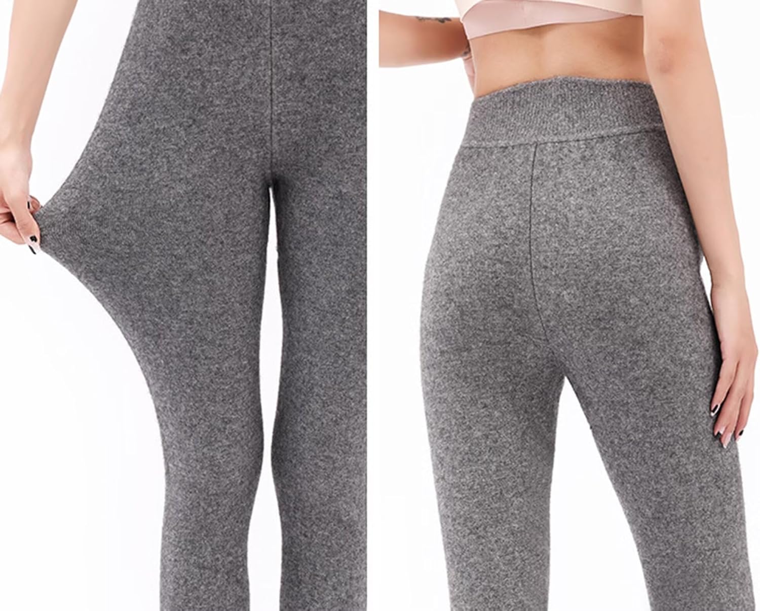 HNVAVQ Women 100% Cashmere Leggings Thermal Winter Tights High Waisted Thermal Underwear Bottoms Warm Snow Pants