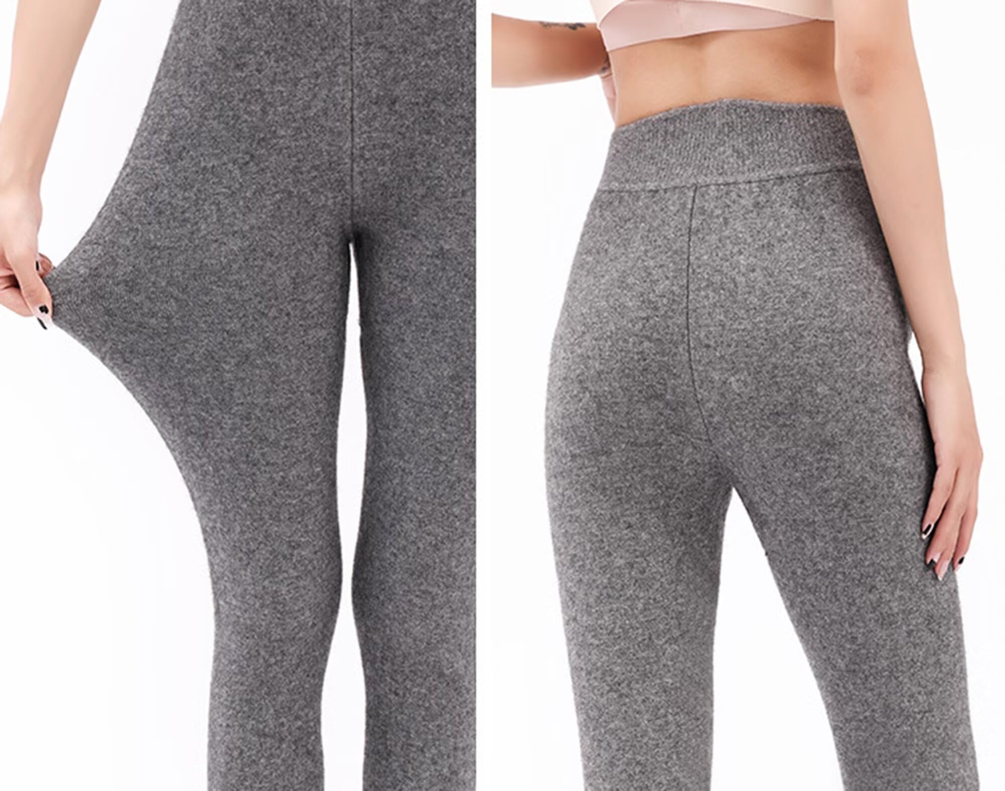 Leggings térmicos de Invierno 100% Cachemira para Mujer, Mallas de Cintura Alta, Pantalones cálidos para la Nieve