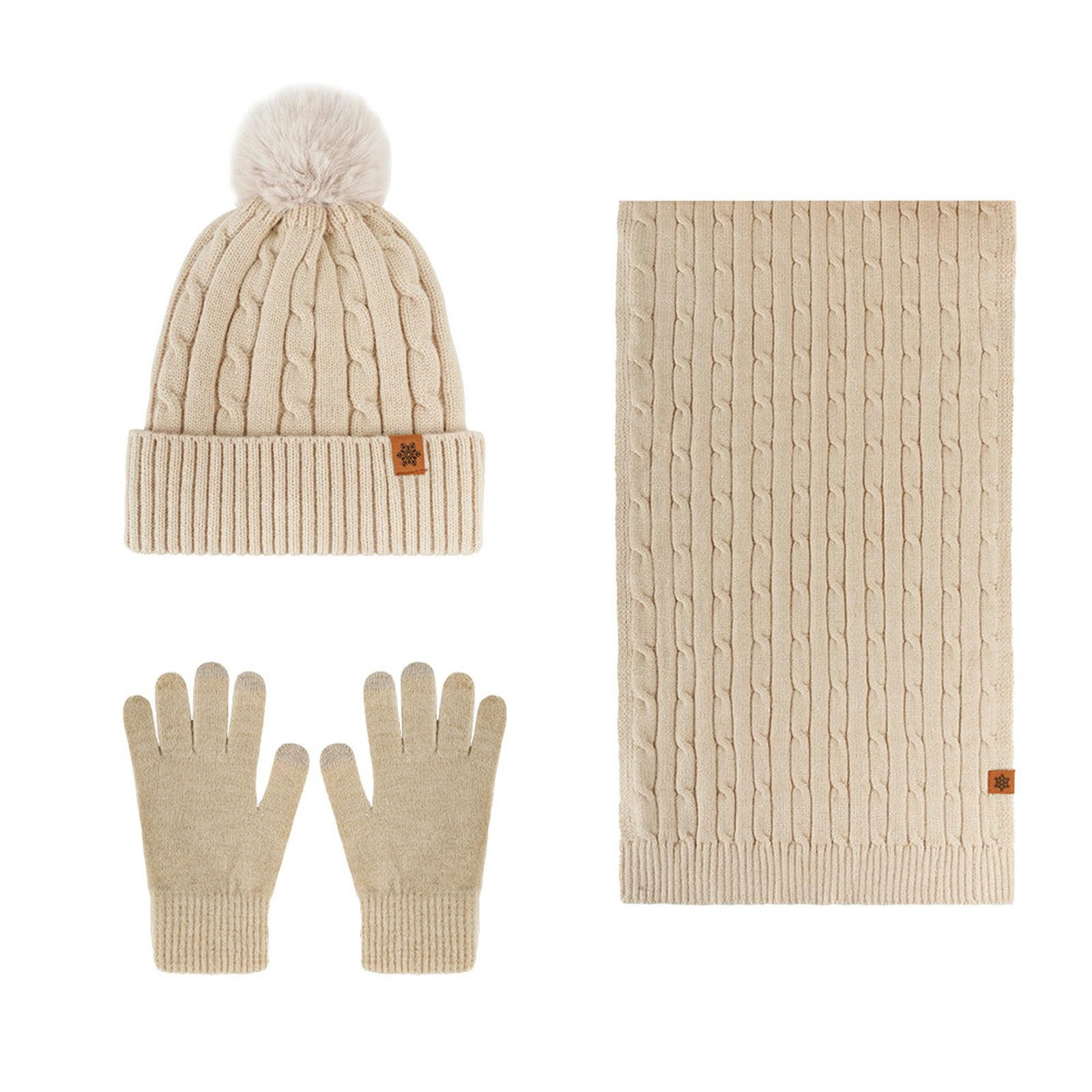 Set Cappello Sciarpa Guanti Invernali di per Lavorato A Maglia in Lana con Paraorecchie Caldo Invernale da Donna-Completo Tre Pezzi Nero