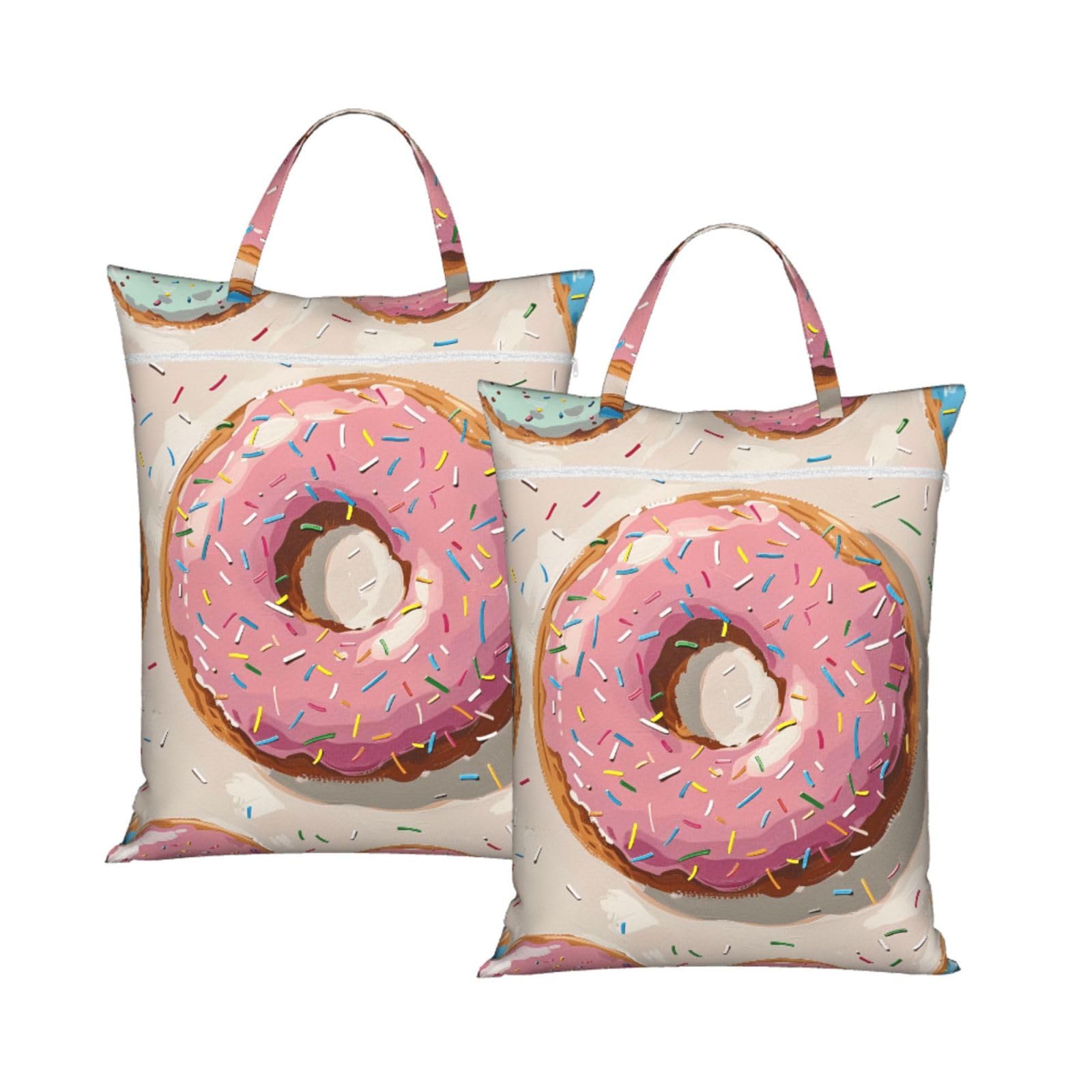 Large Travel Laundry Bags,Donuts Print with Handle Foldable Laundry Bag for Holidays Gym Swimming and Family Trips, 2Pcs