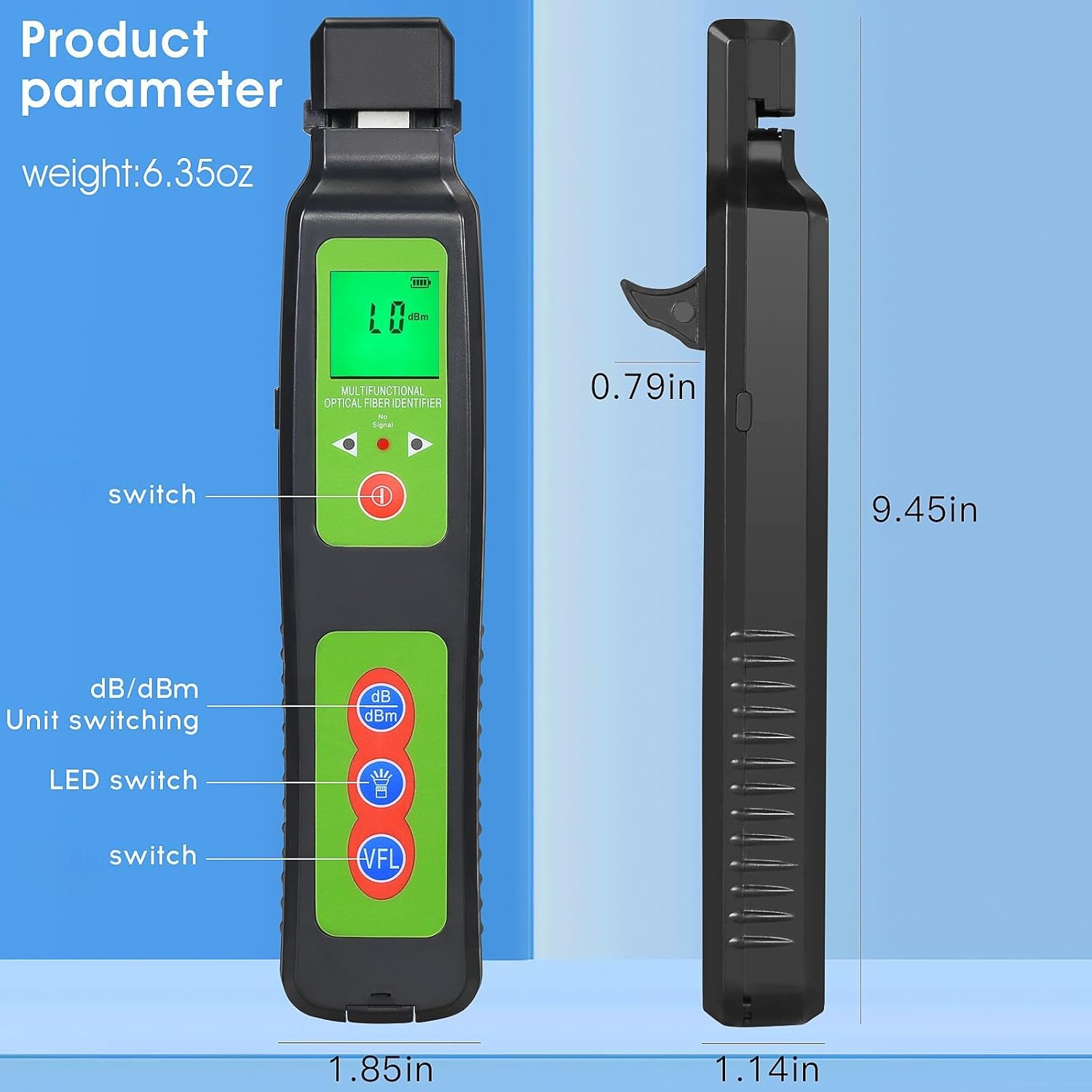 Green A-40A Live Fiber Optic identifier All-in-one Built in LED Light OFI Single Mode/Multi Mode Fiber Optic Cable identifier Detector FTTH Tool