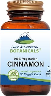 Pure Mountain Botanicals Cinnamon Capsules - Kosher Vegan Pills with 1000mg of Organic Cassia Cinammon Bark Supplement