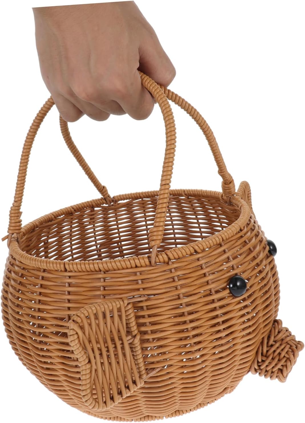 TOYANDONA Pig-Shaped Hand-Woven Storage Basket for Fruits and Vegetables Cute Rattan Organizer for Picnics Lightweight Design Touch for Decor