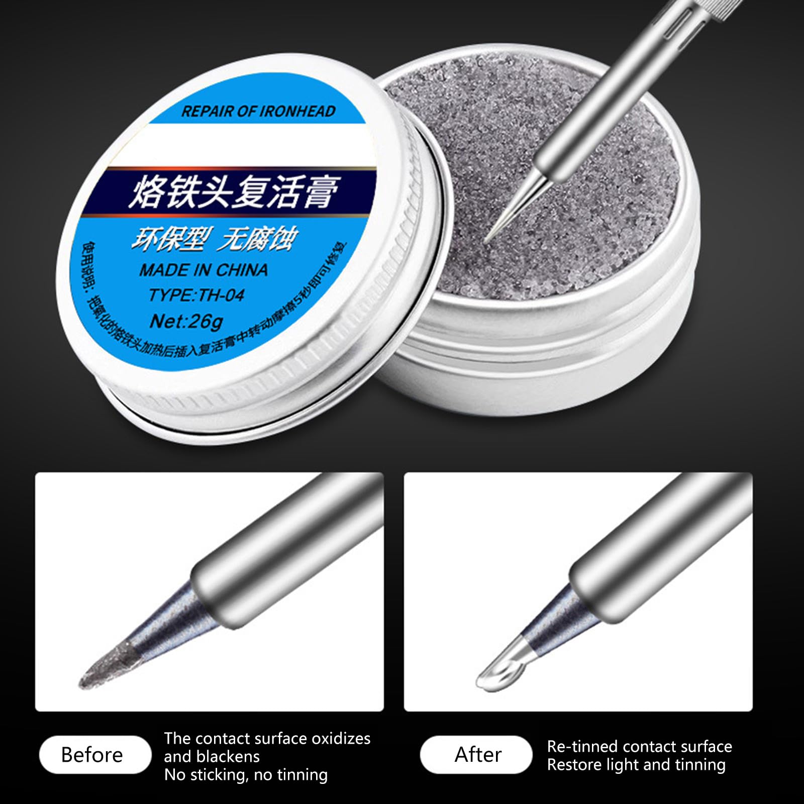 6/16/26/30g Saldatore Punte Paste di Pulizia Ferro Tin Attivatori Ossidi Pulitore Refrigerante Pulitore