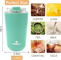 Philorn Termikus Kávéspohár 380ml Rozsdamentes Acél Zöld Szívódó Fedéllel 2