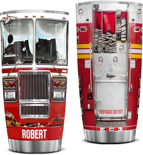 wowcugi Regalos de bomberos para bombero, vaso de bomberos personalizados para hombre, vasos de acero inoxidable de 20 onzas, 30 onzas, taza de