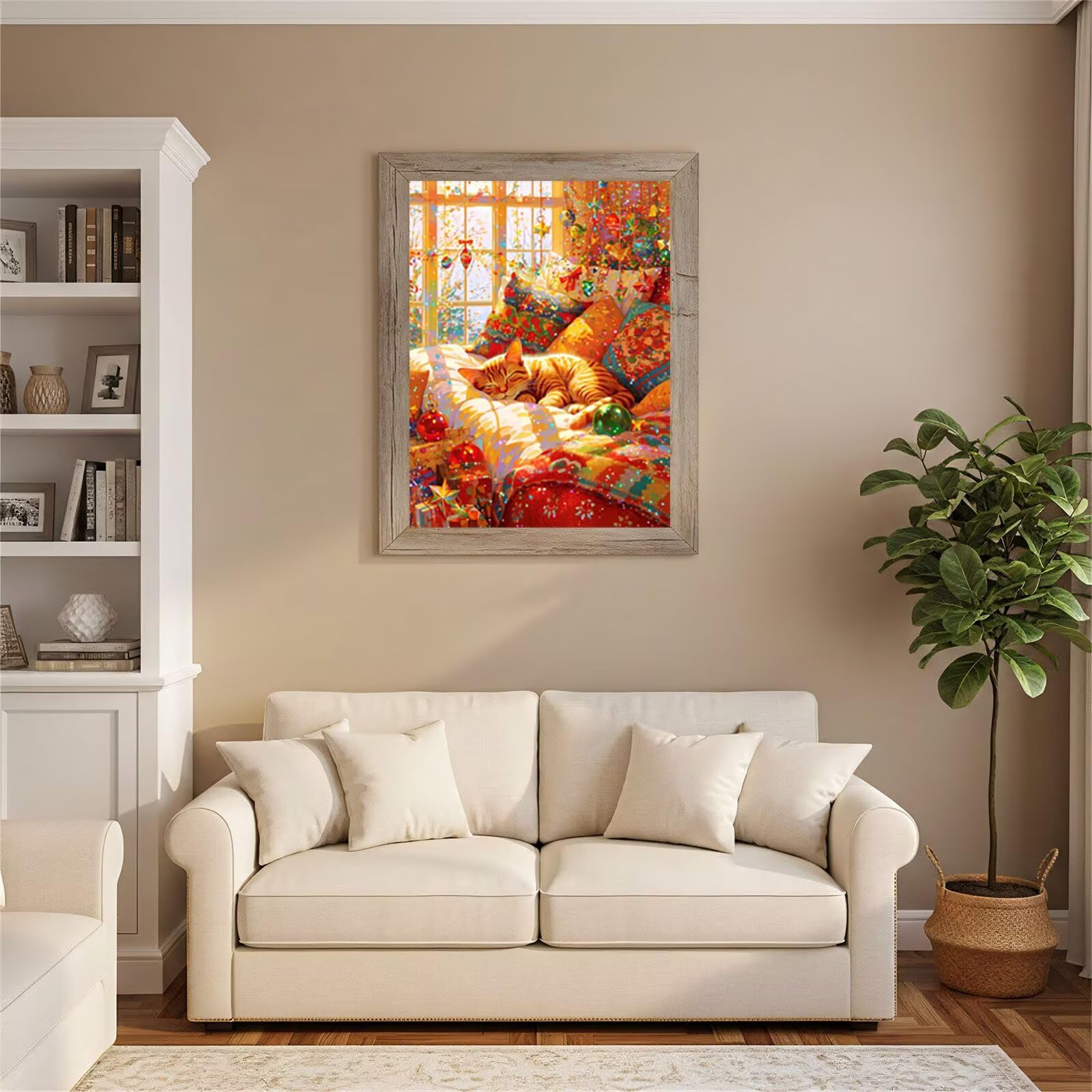 Malen nach Zahlen Erwachsene Katze, Malen Nach Zahlen Weihnachten, DIY Ölgemälde für Anfänger, Paint By Numbers 70x100cm Leinwand mit Acrylfarben & 3 Pinseln - Ideal zur Entspannung & Wanddeko W-O237