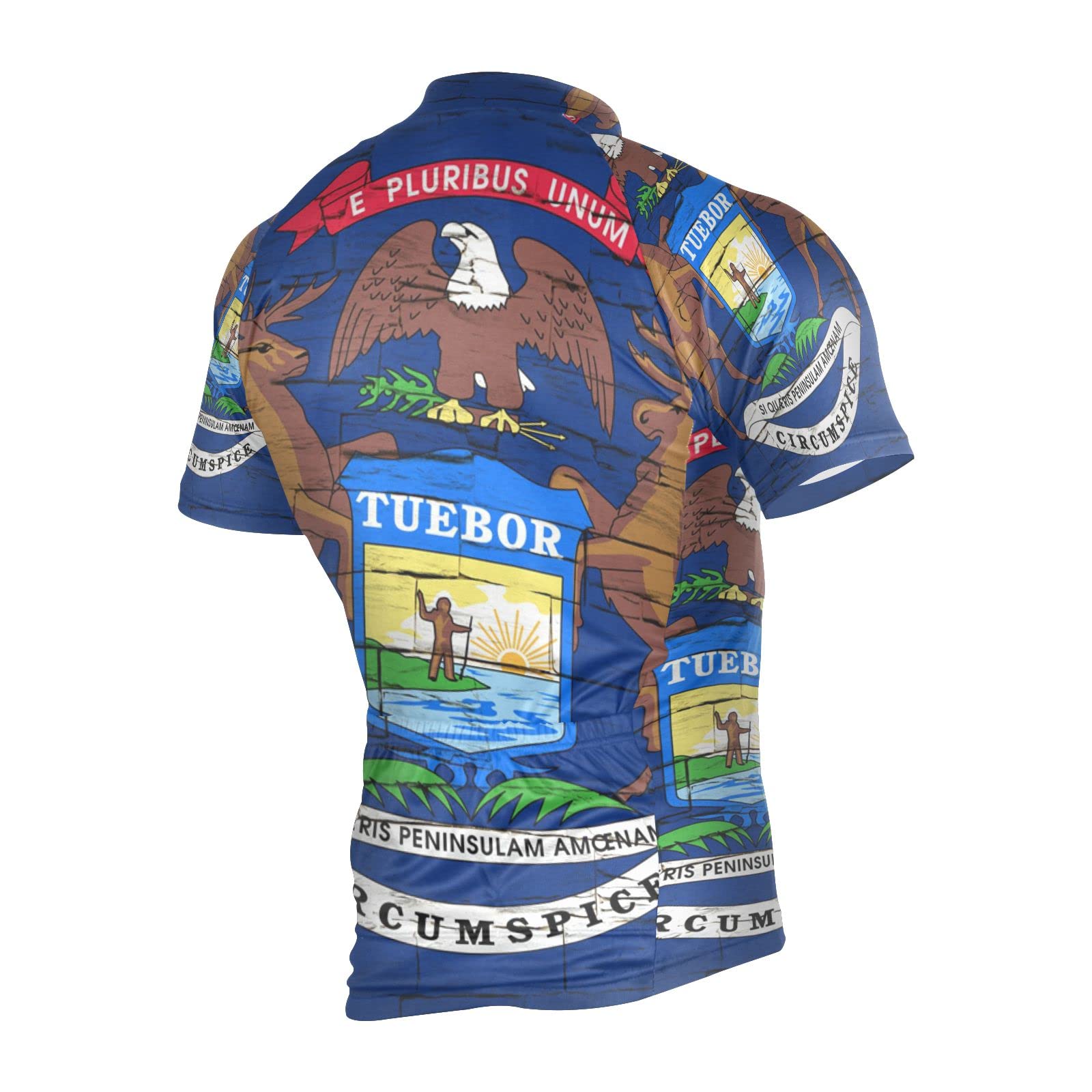 Michigan State Flag Men's Cycling Jersey Short Sleeve Bike Jacket Biking Bicycle Jersey Shirt