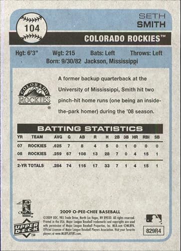 Miniatura 2 de 2009 O-Pee-Chee Baseball #104 Seth Smith