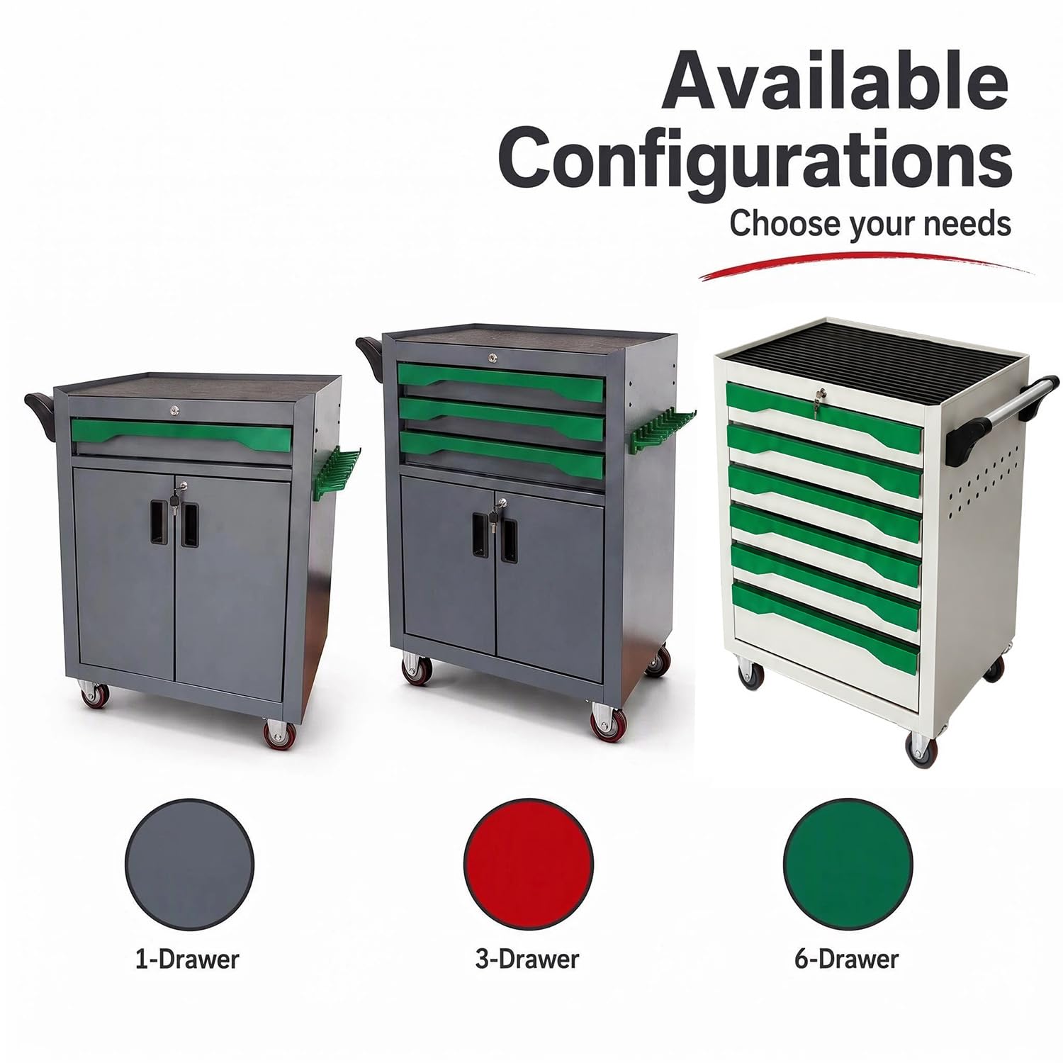 Rolling Tool Cart, 0.8mm Galvanized Steel, 3 inch Silent Casters