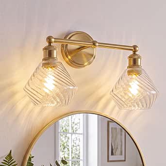 2-Light Bathroom Vanity Light Fixture Over Mirror, Brushed Gold