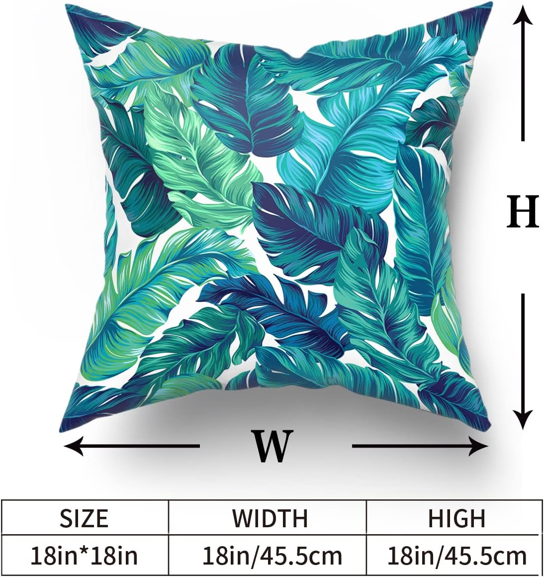 Sweetshow Tropical Leaves Pillow Covers 18x18 Inch Summer Decorative Green Palm Leaf Throw Pillow Covers Set of 2 Soft Cotton Pillow Case Square Cushion Covers for Home Couch Sofa Patio Bedroom - Image 5