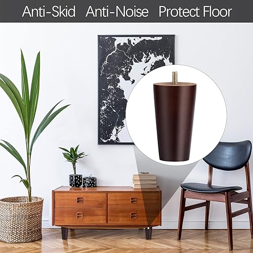 Miniatura 7 de TURSTIN 8 patas redondas de madera maciza para muebles, patas de sofá, patas de sofá, patas de repuesto para sillón, gabinete, silla, aparador o