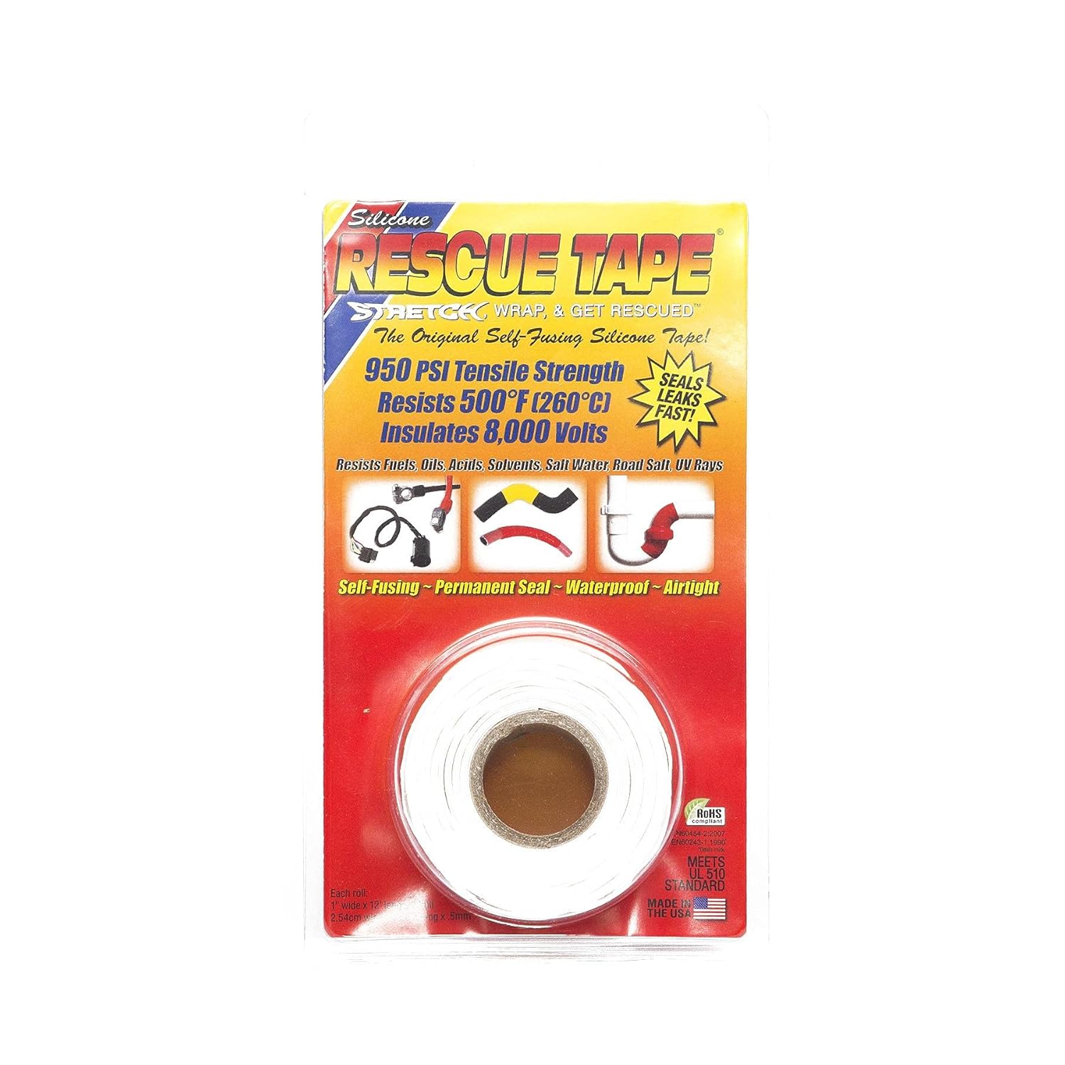 Rescue Tape RT1000201203USCO White Clamshell
