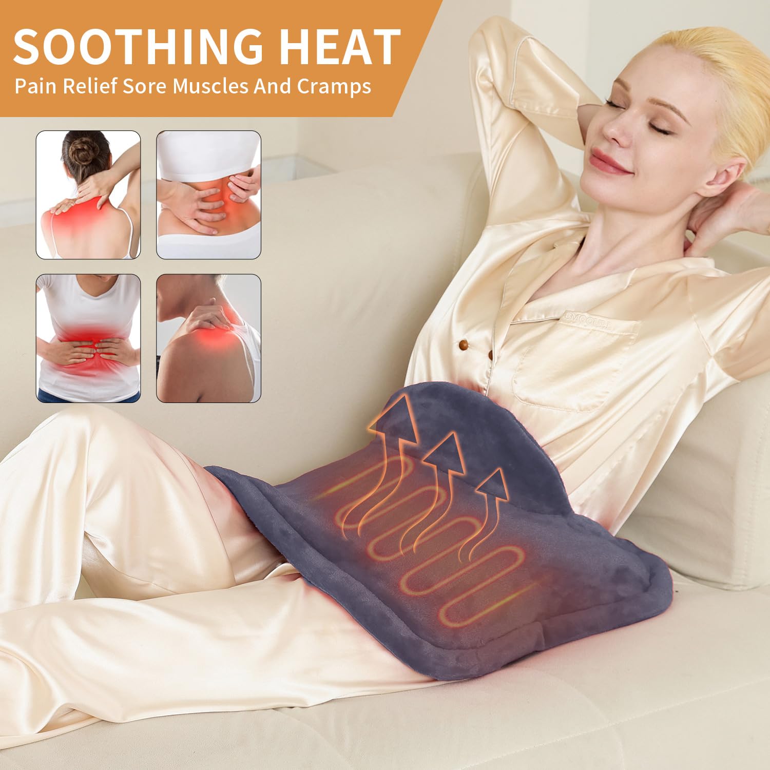 SAROO Almohadilla térmica para cuello y hombros, almohadilla térmica eléctrica para dolor de cuello, almohadillas térmicas de hombro con 9 ajustes de calor, apagado automático de 2 horas con cuenta