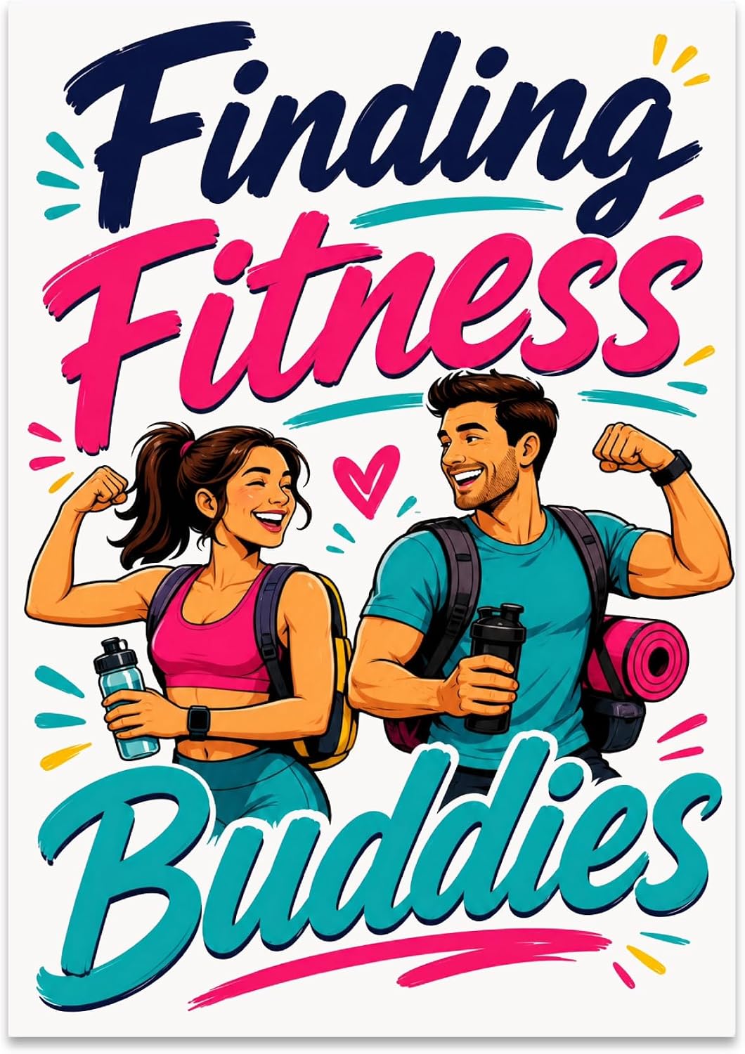 Fitness Enthusiast Poster Print - Finding Fitness Buddies - 13x19 - Energetic Travel Decor