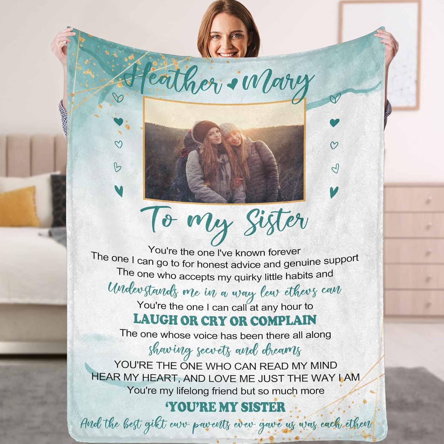 YESCUSTOM Personalized Collage Photos Blanket for Bestie