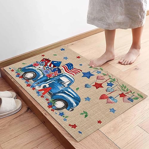 Miniatura 260 de Alfombras y tapetes de cocina Hello Fall, 2 unidades, color azul, naranja, calabaza, hoja de arce, pájaros, alfombras antideslizantes con pasillo