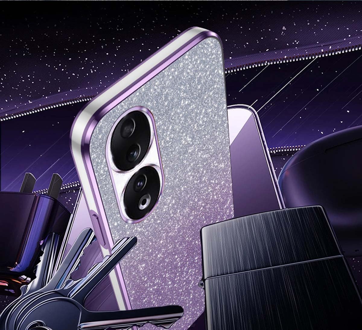 GOKEN Cover per Honor 90, Resistente agli Urti e Ai Graffi, Custodia a Gradiente in TPU Silicone Morbido e Vetro Temperato, Tagli Precisi e Compatibile (5
